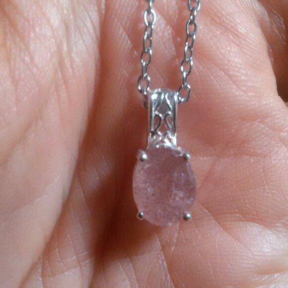 Cherry Tanzurine Sterling Silver Pendant Stainless Steel Necklace - Picture 8 of 12